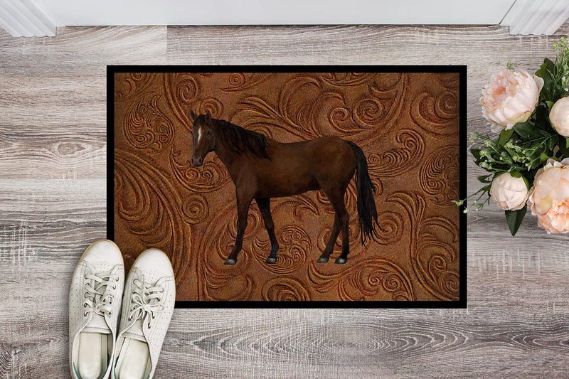 Caroline's Treasures حصيرة دخول كارولين SB3066JMAT على شكل حصان 24x36 حصيرة باب أمامي سجادات داخلية وخارجية للمداخل، غير قابلة للانزلاق قابلة للغسل، 24H X 36W - Image 2